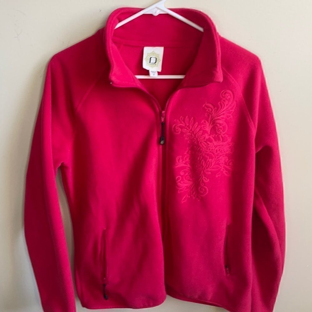 FUDA Bright Red Full Zip Cozy Fleece w/Embroidered Design & Pockets (Size: Med)